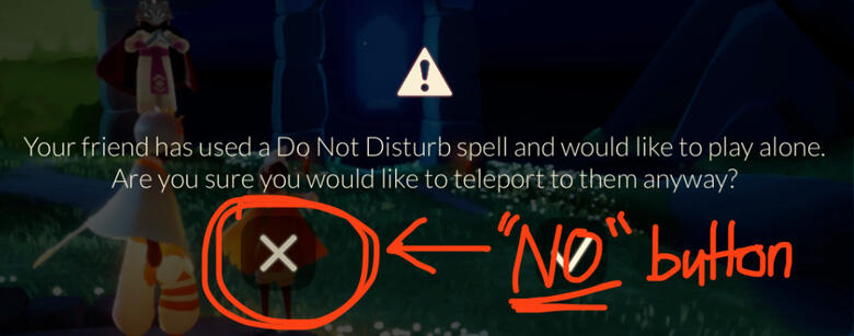 The warning pop-up before teleporting looks like this:
